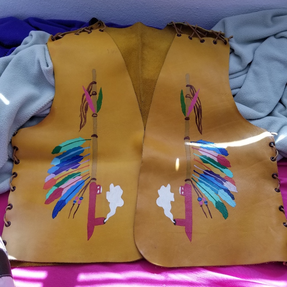 Handmade leather Indian vest